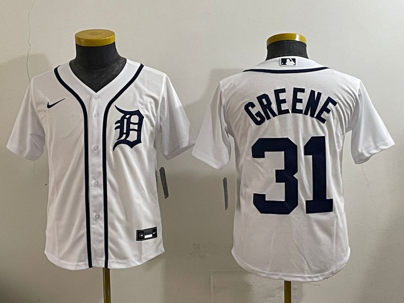 Youth 2025 Detroit Tigers #31 Greene White Game Nike MLB Jersey style 5->youth mlb jersey->Youth Jersey